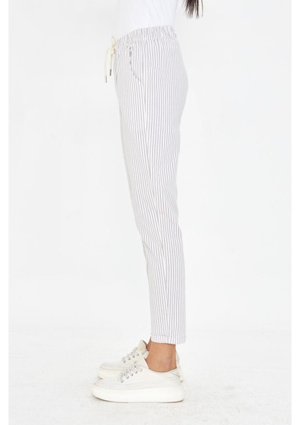 Lastikli Çizgili Chino Pantolon modelleri