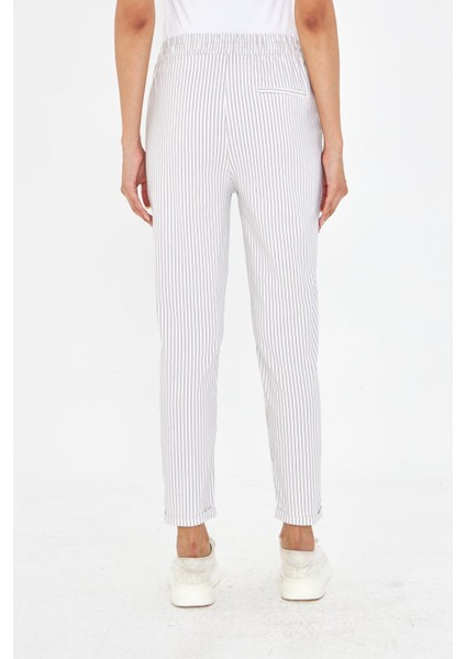Lastikli Çizgili Chino Pantolon fırsatları