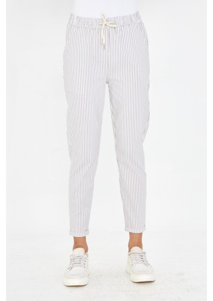 Lastikli Çizgili Chino Pantolon indirimleri