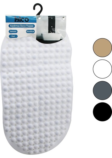 Oval - Plastik Kabartma Top Desenli - Renkli 63PCS Vantuzlu Kaydırmaz Banyo - Küvet Paspası 34X65CM (5148)