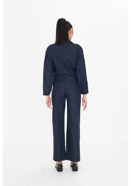 Yüksek Bel Taşlı Denim Pantolon modelleri