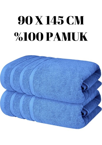 Yumuşak %100 pamuk çizgili büyük boy banyo havlusu seti, mavi renkli, konforlu ve şık fiyatları