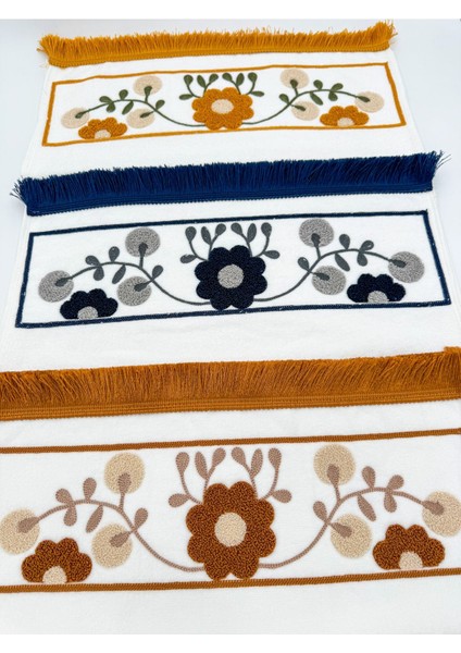 Punch nakışlı saçaklı yüz havlu seti, 3'lü, 50x90, pamuklu, beyaz fiyatları