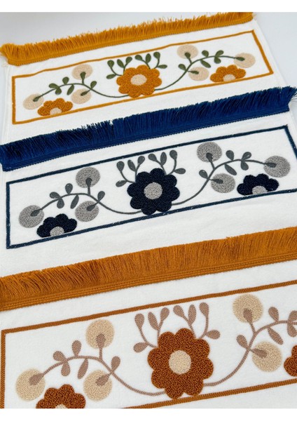 Punch nakışlı saçaklı yüz havlu seti, 3'lü, 50x90, pamuklu, beyaz fırsatları