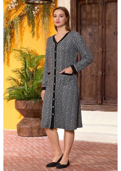 Leopar Desen Midi Boy Ev Elbisesi