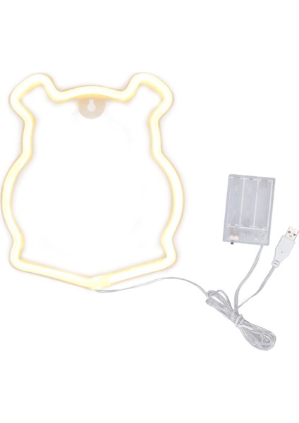 Neon Işık LED Ayı Şekilli Neon Tabela Pil ile Çalışan USB Şarjlı Duvar Dekor Işığı Ev Partisi Dekorasyonu Için (Yurt Dışından)