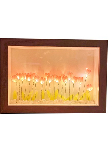 Lale Işık Fotoğraf Çerçevesi Çiçek Gece Lambası Çiçek Resim Çerçevesi Ev Dekorasyonu Aile Arkadaşlar Için (Yurt Dışından)