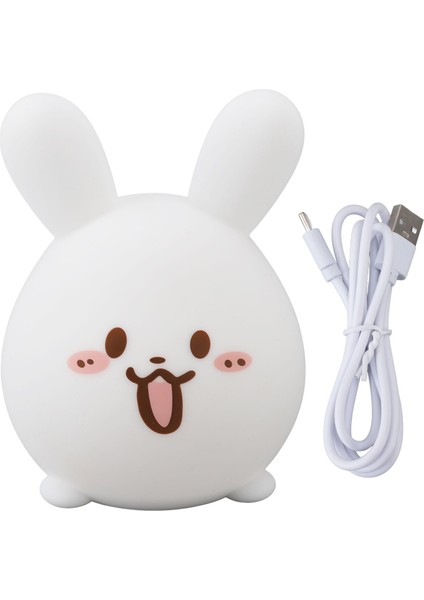 Musluk Gece Lambası USB Şarj Yedi Renk Tavşan Silikon Başucu Lambası Çocuk Odası Yatak Odası Dekorasyonu Için (Yurt Dışından)
