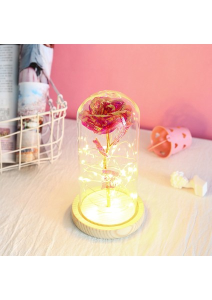 LED Gece Lambası Ahşap Tabanlı Güzel Gül Sevgililer Günü Hediyesi Noel Hediyesi Pembe (Yurt Dışından) modelleri