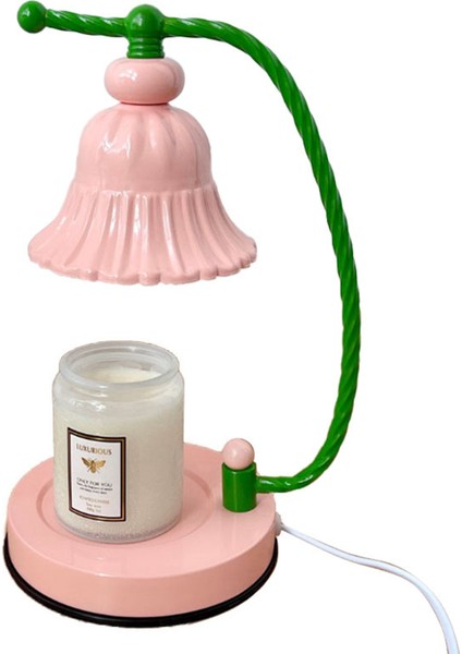 Mum Isıtıcı Lambası Kısılabilir Dumansız Romantik Avrupa Tarzı Metal Mum Eriyen Masa Lambası Yatak Odası Için Kore Versiyonu, Ab Fişi Pembe (2 Ampulle, Mumsuz) (Yurt Dışından)