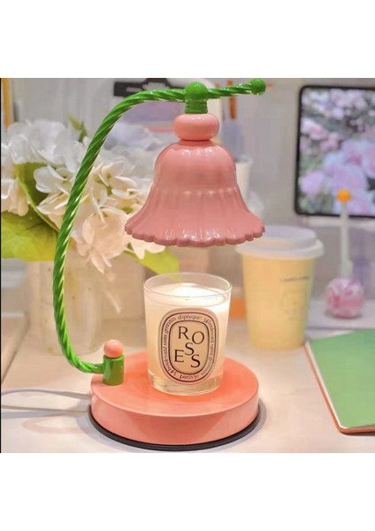 Mum Isıtıcı Lambası Kısılabilir Dumansız Romantik Avrupa Tarzı Metal Mum Eriyen Masa Lambası Yatak Odası Için Kore Versiyonu, Ab Fişi Pembe (2 Ampulle, Mumsuz) (Yurt Dışından)