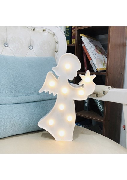 Plastik LED Melek Peri Şekli Gece Lambası Dekorasyon Işığı Ev Çocuk Odası Düzeni Aracı Sıcak Beyaz (Yurt Dışından) modelleri