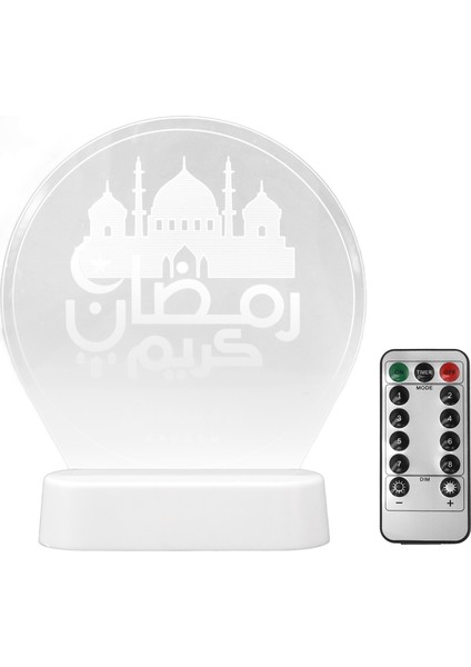 Eid Mubarak LED Gece Lambası 3D Renkli Uzaktan Kumanda Ramazan Dekoratif Masa Lambası Müslüman Aile Islami Tatil Partisi Için (Yurt Dışından)