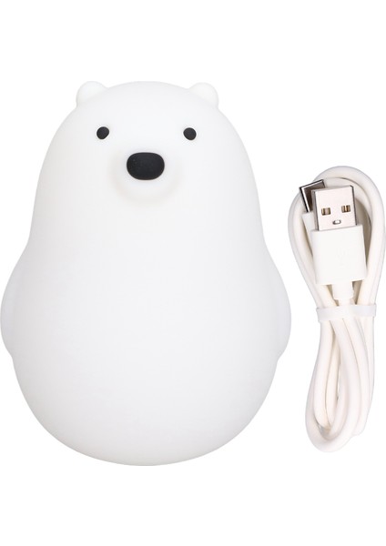 LED Gece Lambası Karikatür Beyaz Ayı Bebek Pat Işık USB Şarj Zamanlama Yatak Odası Başucu Lambası (Yurt Dışından)