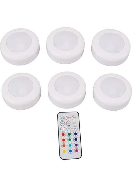 6 Adet Uzaktan Kumandalı LED Puck Işıkları Kısılabilir Dairesel Lamba Dolap Altı Dolap Tezgah Aydınlatması Beyaz (Yurt Dışından)