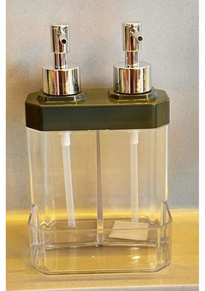 İki Hazneli Akrilik Mutfak Sabun ve Süngerlik, 350 ml, Şık ve Pratik Tasarım, Gri modelleri