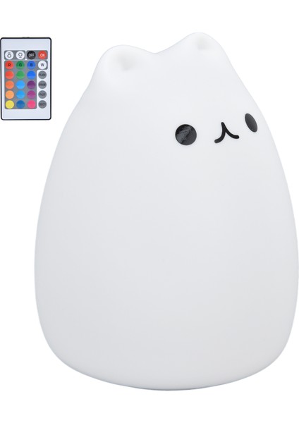 Silikon LED Gece Lambası Uzaktan Kumanda USB Şarjlı Renkli Kedi Işığı Yatak Odası Içinpopüler Kedi (Yurt Dışından) indirimleri