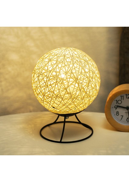 LED Başucu Lambası 3W Dekoratif Içi Boş Rattan Top USB Gece Lambası Metal Tabanlı Yatak Odası Oturma Odası Için Kademesiz Kısılabilir (Yurt Dışından)