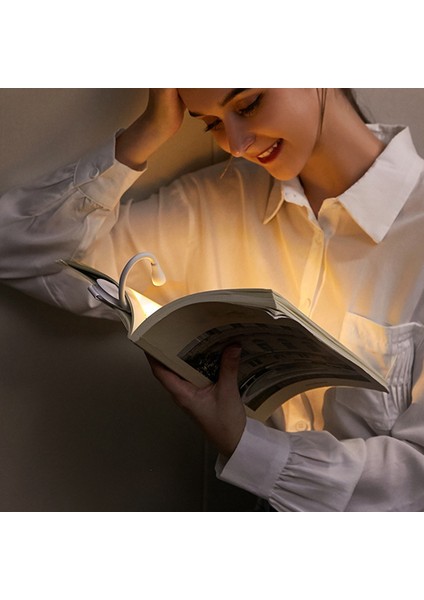 3W Küçük Klipsli Kitap Işığı Kademesiz Karartma 5V 1A USB Şarjlı Göz Bakımı Kitap Işığı Gece Yatakta Okuma Için Beyaz (Yurt Dışından) indirimleri
