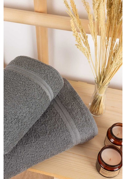 Şık banyo hamam seti 70x140 ve 50x90 cm, antresit renk, pamuklu, setli, konfor sağlar fiyatları