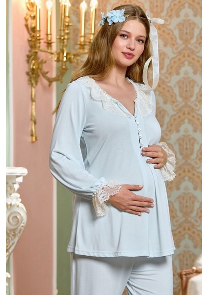 Dantel Detay Lohusa Pijama Takım