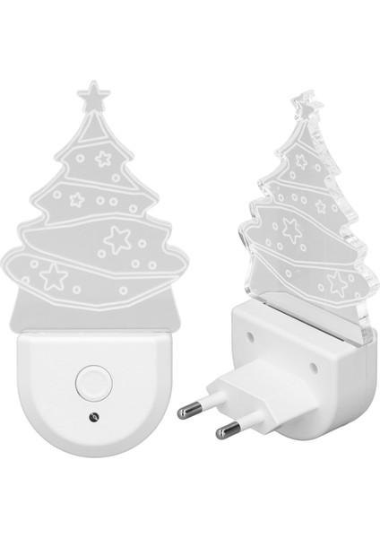 Noel Ağacı LED Gece Lambası Alacakaranlıktan Şafağa Sensör Tak ve Çalıştır Enerji Tasarruflu Rgb Tak Gece Lambası Banyo Yatak Odası Ab Fişi 220V (Yurt Dışından)