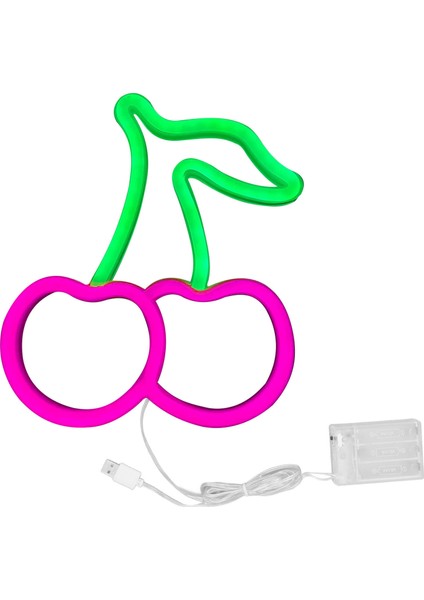 LED Neon Gece Lambası USB Güç Kaynaklı Dekoratif Duvar Meyve Neon Işık Düğün Partisi Için Pembe Aydınlatma Kiraz Şekli (Yurt Dışından)