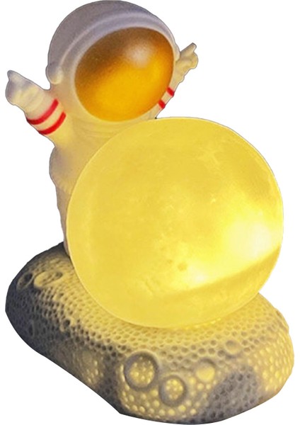 Uzay Adamı Ay Gece Lambası Dekoratif Sevimli Görünümlü Sıcak Işık Gece Başucu Lambası Yatak Odası Yanı Altın (Yurt Dışından) fiyatları