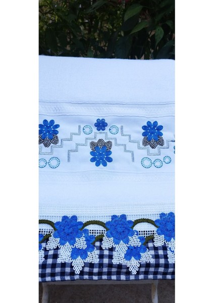 Renkli çiçek işlemeli pamuk el havlusu seti, yüksek kaliteli güpür detaylarıyla fiyatları