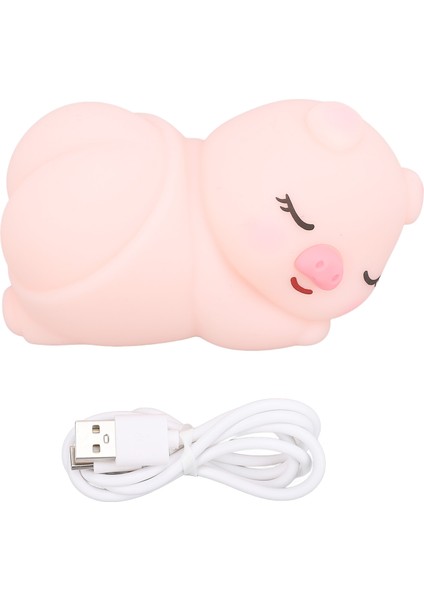 Piggy Gece Lambası USB Şarjlı Renk Değiştiren Yumuşak Silikon Başucu Lambası Sevimli Şekilli Masa Lambası Yatak Odası Için (Yurt Dışından)