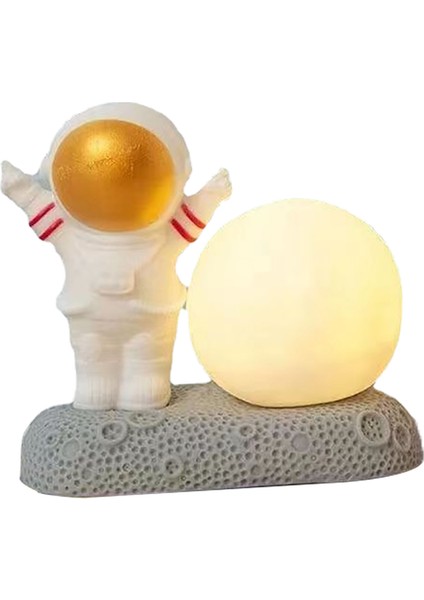 Uzay Adamı Ay Gece Lambası Dekoratif Sevimli Görünümlü Sıcak Işık Gece Başucu Lambası Yatak Odası Ön Altın (Yurt Dışından)