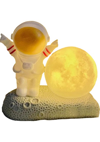 Uzay Adamı Ay Gece Lambası Dekoratif Sevimli Görünümlü Sıcak Işık Gece Başucu Lambası Yatak Odası Ön Altın (Yurt Dışından) fiyatları