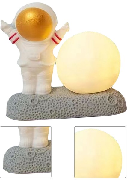 Uzay Adamı Ay Gece Lambası Dekoratif Sevimli Görünümlü Sıcak Işık Gece Başucu Lambası Yatak Odası Ön Altın (Yurt Dışından) fırsatları