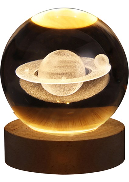 3D Kristal Küre Gece Lambası Iç Oymalı Işıklı Cam Küre Süsü Ahşap Tabanlı Ev Dekorasyonu Için (Yurt Dışından)