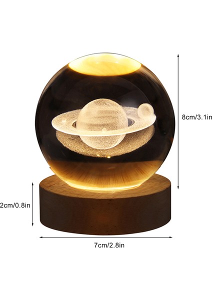 3D Kristal Küre Gece Lambası Iç Oymalı Işıklı Cam Küre Süsü Ahşap Tabanlı Ev Dekorasyonu Için (Yurt Dışından)