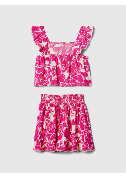 Kız Çocuk Pembe Desenli Outfit Set modelleri