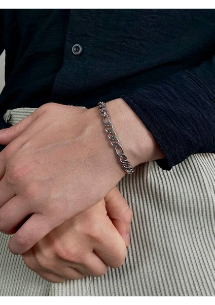 Silver Erkek Zincir Bileklik Kadın Paslanmaz Çelik Renk Atmaz Unısex Kararmaz Çelik Bileklik fırsatları