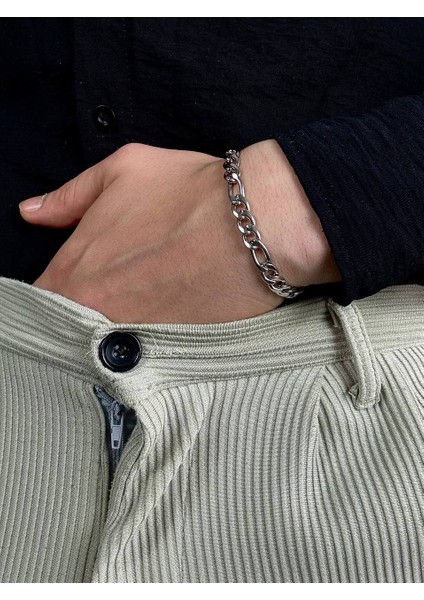Silver Erkek Zincir Bileklik Kadın Paslanmaz Çelik Renk Atmaz Unısex Kararmaz Çelik Bileklik indirimleri