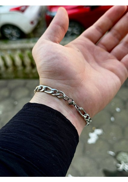 Silver Erkek Zincir Bileklik Kadın Paslanmaz Çelik Renk Atmaz Unısex Kararmaz Çelik Bileklik