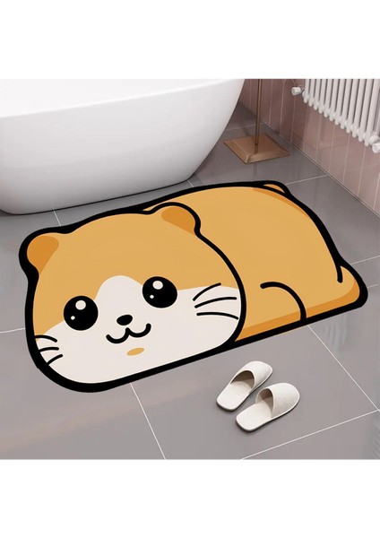Sevimli kedi desenli mikrofiber banyo paspası ve klozet halısı, 40x60 cm, sarı fırsatları