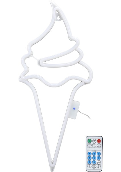 Dondurma Şeklinde Neon Işık LED Işıklı Tabela Uzaktan Kumandalı Parti Dekoru Için USB Veya Pil ile Çalışankırmızı Işık (Yurt Dışından)
