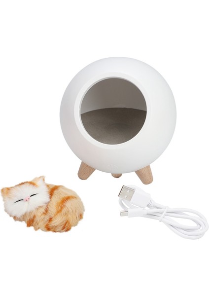 Sevimli Kedi Gece Lambası Küçük Evcil Hayvan Evi LED Gece Lambası Yatak Odası Aydınlatma Atmosfer Lambasıbeyaz (Yurt Dışından)