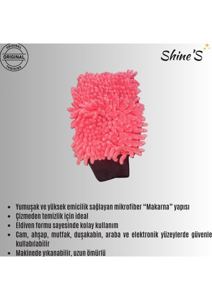 1 Adet Makarna Eldiven, Fayans Temizliği, Oto Temizleme, Duşakabin Temizleme, Mikrofiber Ürün Yeşil ve Kırmızı ebat standart modelleri