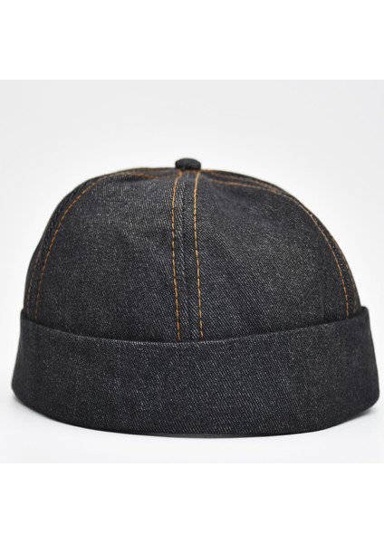 Urban Siyah Docker Şapka - Sipersiz Denim %100 Pamuk Kep