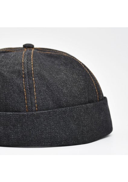 Urban Siyah Docker Şapka - Sipersiz Denim %100 Pamuk Kep indirimleri