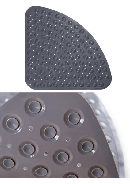 Vantuzlu Midye Tasarımlı Kaydırmaz Banyo Paspası 54x54 cm Antrasit
