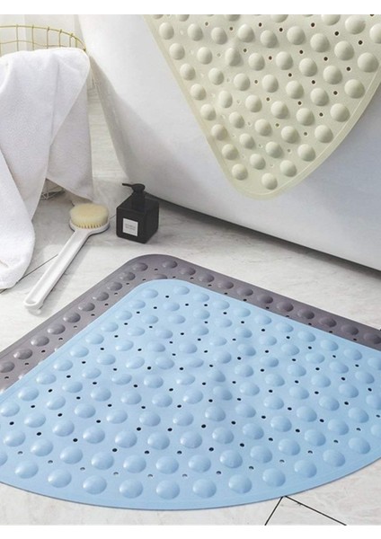 Vantuzlu Midye Tasarımlı Kaydırmaz Banyo Paspası 54x54 cm Antrasit