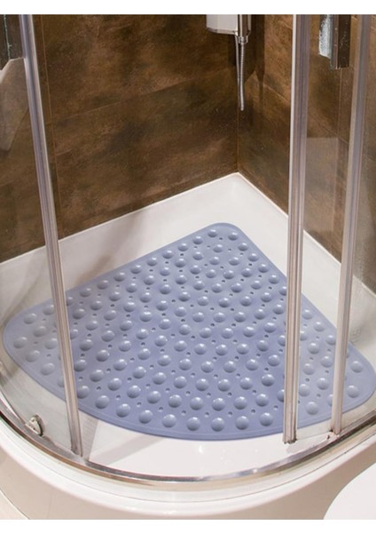 Vantuzlu Midye Tasarımlı Kaydırmaz Banyo Paspası 54x54 cm Antrasit