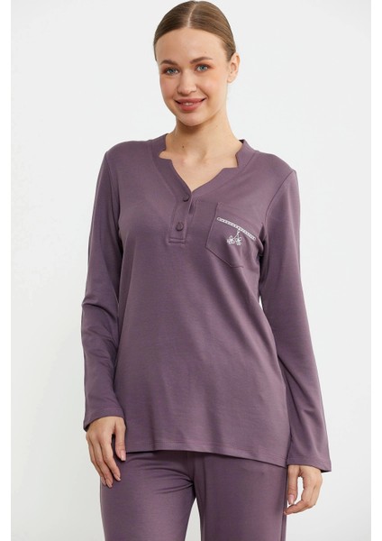 Sementa 76438 Yarım Düğmeli Cep Detaylı Pijama Takım