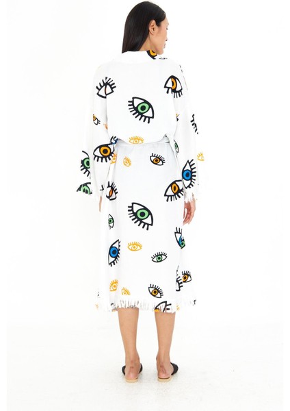Göz Baskılı Uzun Müslin Kimono fırsatları